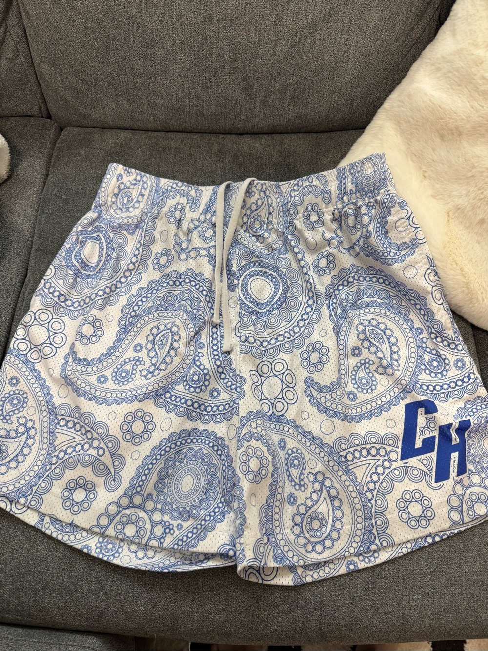 Blue Paisley Drawstring Men Shorts